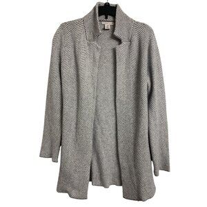 Sincerely Jules M Chevron Viscose Open Front Knit Cardigan Sweater Gray